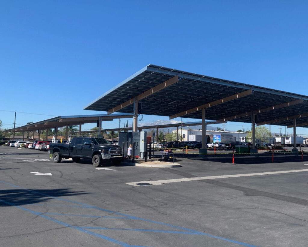 Solar panels above parking